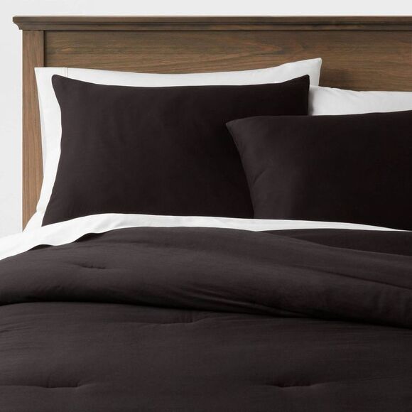 Threshold Other - Threshold -  Sateen Comforter Set Quilted Year-Round  Black